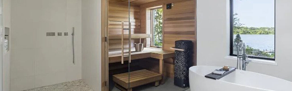 home sauna in a bathroom