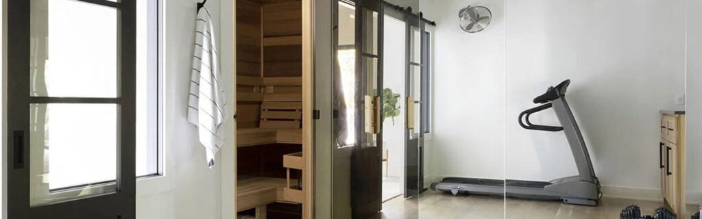 Finnleo Sauna in a home fitness room
