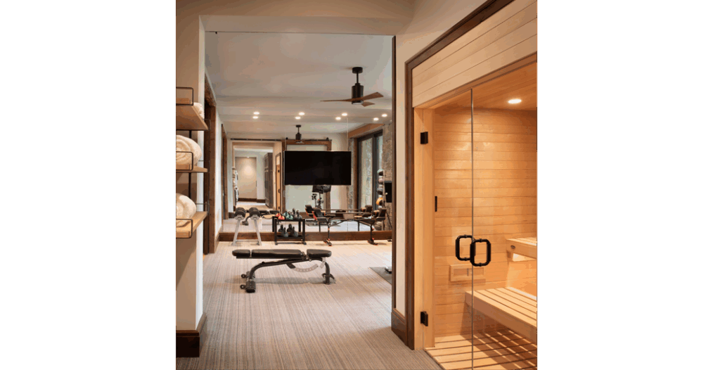 Finnleo home sauna in a gym